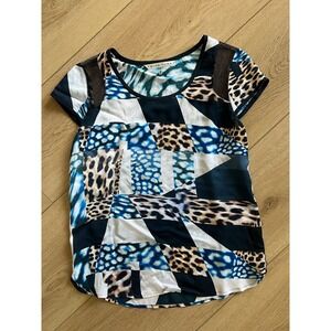 Trina Turk Silk‎ Animal Print Mesh Top Short Sleeve - XS/S